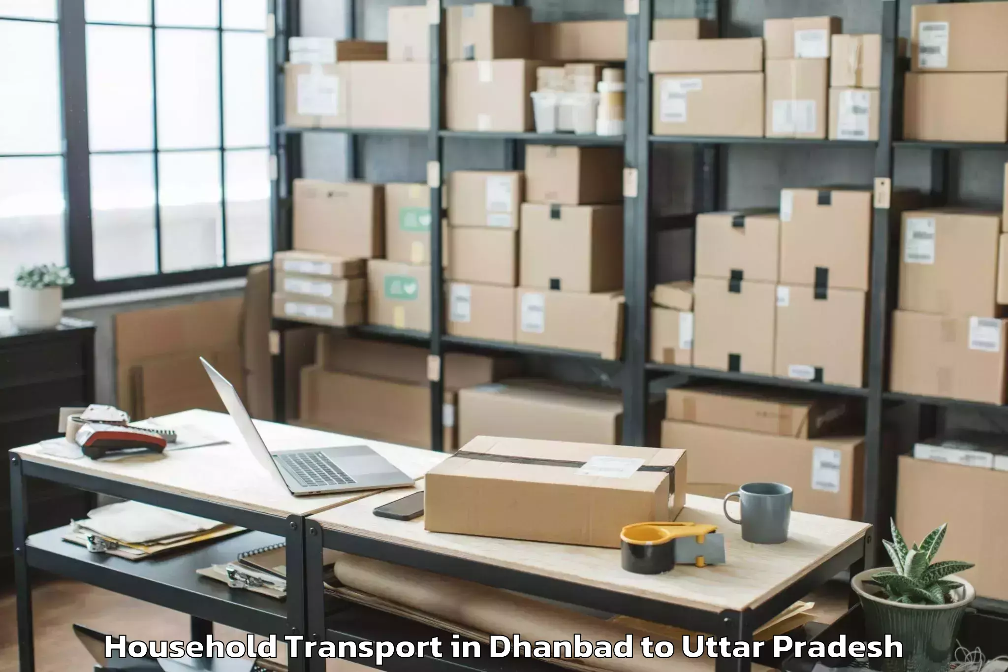 Trusted Dhanbad to Orai Household Transport